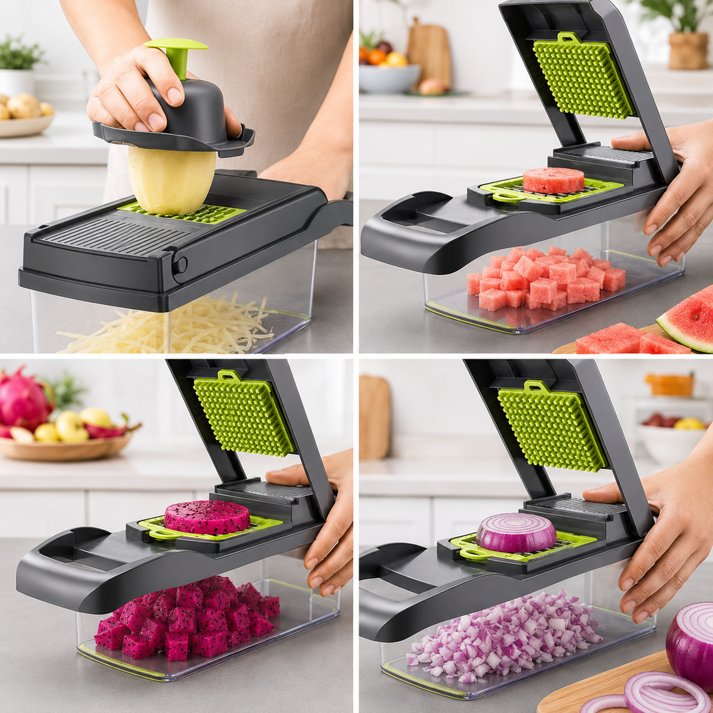 12-in-1 Vegetable Chopper & Mandoline Slicer with Container
