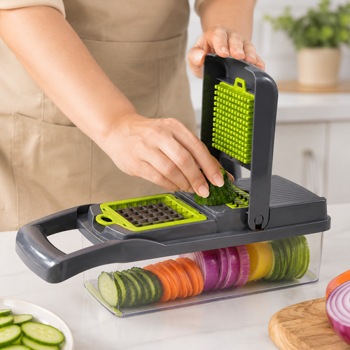 12-in-1 Vegetable Chopper & Mandoline Slicer with Container