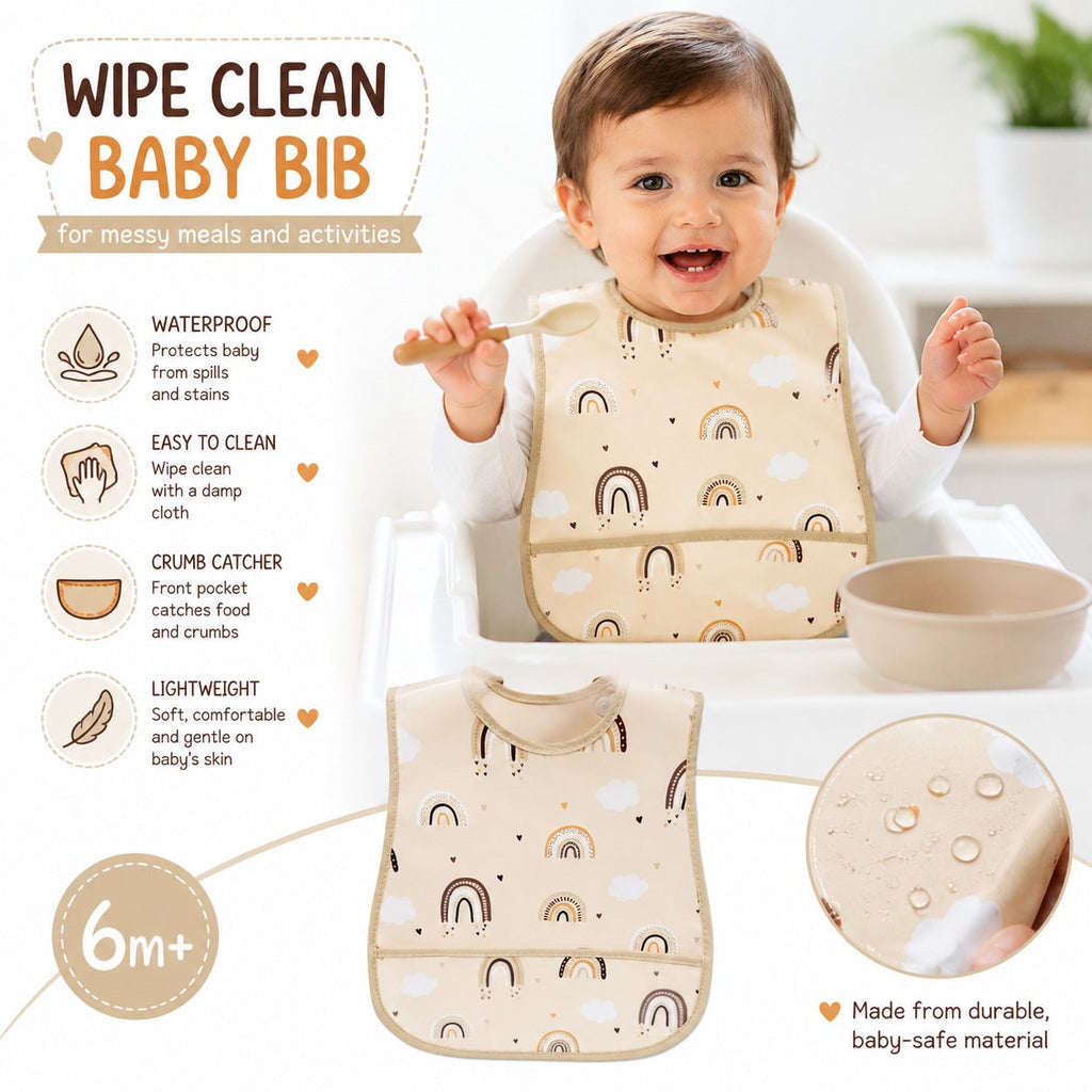 Waterproof Baby Bib – Wipe Clean Bib for Messy Meals